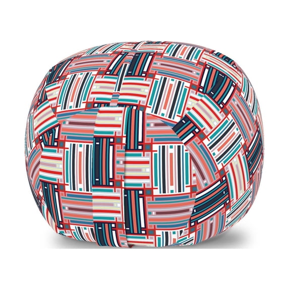 Geometric Storage Toy Bag Chair, Abstract Concept Colorful Stripes Pattern Along Mosaic Lines Motifs Modern Art, Stuffed Animal Organizer Washable Bag, Large Size, Multicolor, by Ambesonne