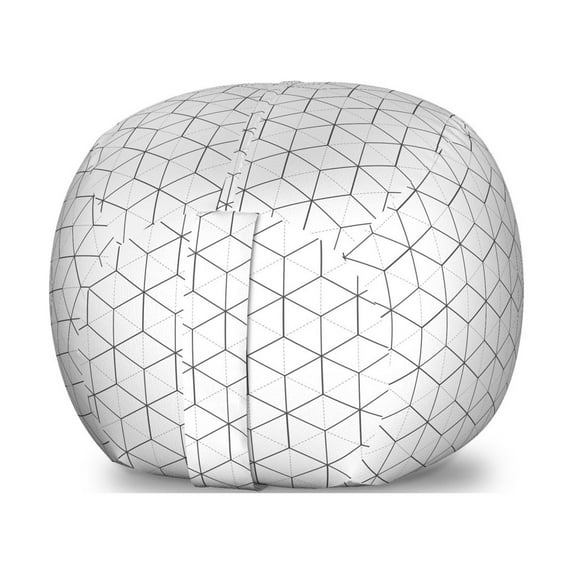 Geometric Storage Toy Bag Chair, Abstract Line Image Shapes Triangles Hexagonals Squares Stripes Form, Stuffed Animal Organizer Washable Bag, Small Size, Black and White, by Ambesonne
