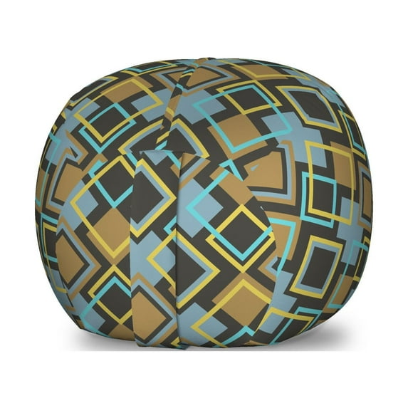 Geometric Storage Toy Bag Chair, Abstract Rhombuses with Bullseye Pattern Modern Mosaic Tile Design Vintage Theme, Stuffed Animal Organizer Washable Bag, Small Size, Multicolor, by Ambesonne