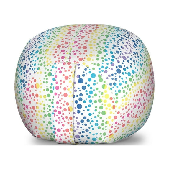 Geometric Storage Toy Bag Chair, Abstract Watercolor Effect Rainbow Color Transition Theme Dots in Various Sizes, Stuffed Animal Organizer Washable Bag, Small Size, Multicolor, by Ambesonne