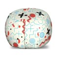 thumbnail image 1 of Geometric Storage Toy Bag Chair, Circle Zig Zag Waves Mathematical Forms Lifestyle Illustration, Stuffed Animal Organizer Washable Bag, Small Size, Pale Blue Cream Red, by Ambesonne, 1 of 3