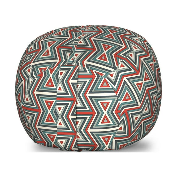 Geometric Storage Toy Bag Chair, Colorful Composition with Triangles Retro Hourglass Motifs Abstract, Stuffed Animal Organizer Washable Bag, Large Size, Multicolor, by Ambesonne
