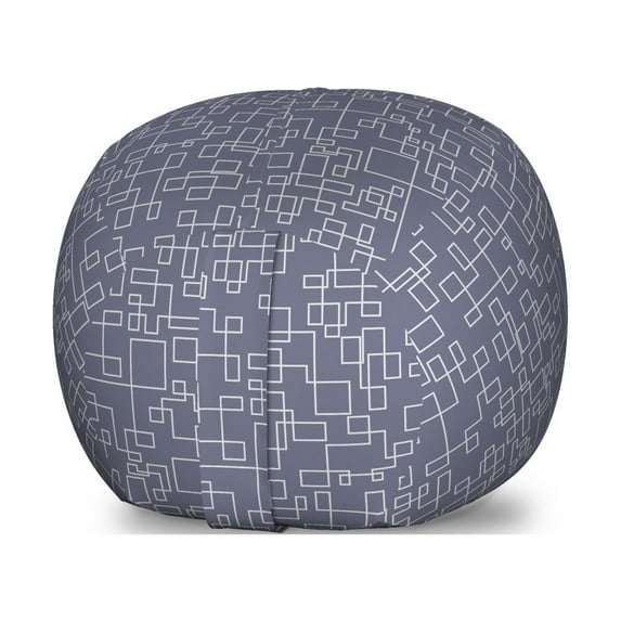 Geometric Storage Toy Bag Chair, Connected Lines with Rectangle Square Pattern Interweaved Stripes, Stuffed Animal Organizer Washable Bag, Large Size, Purple Grey and Coconut, by Ambesonne
