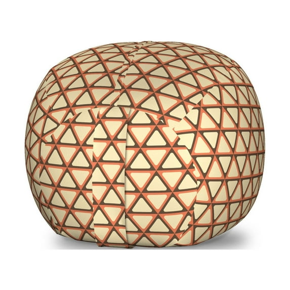 Geometric Storage Toy Bag Chair, Grid Triangles with Rhombus and Hexagon Design Retro Colors Abstract, Stuffed Animal Organizer Washable Bag, Small Size, Beige Coral Dark Taupe, by Ambesonne