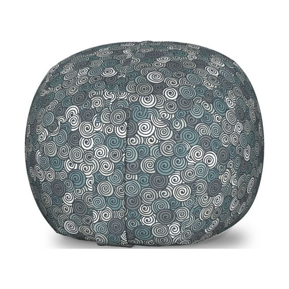 Geometric Storage Toy Bag Chair, Hand Drawn Spiral Arrangement Sketch Style Geometric Design Circular Pattern, Stuffed Animal Organizer Washable Bag, Small Size, Multicolor, by Ambesonne