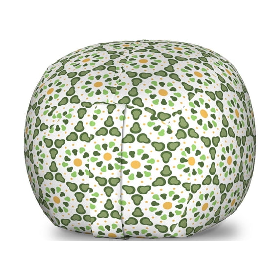 Geometric Storage Toy Bag Chair, Hexagon Pattern Design Abstract Geometric Forms on White, Stuffed Animal Organizer Washable Bag, Large Size, Pale Orange Olive Green, by Ambesonne