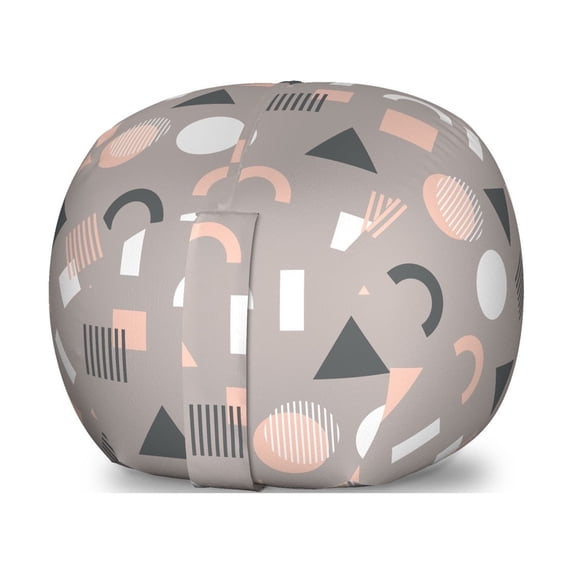 Geometric Storage Toy Bag Chair, Minimalist Design Simple Geometric Shapes Contemporary Art Work, Stuffed Animal Organizer Washable Bag, Small Size, Pale Peach Grey, by Ambesonne