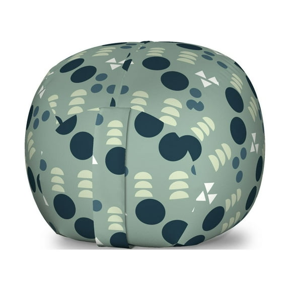Geometric Storage Toy Bag Chair, Pattern of Circles and Triangles, Stuffed Animal Organizer Washable Bag, Large Size, Pale Green Dark Teal, by Ambesonne