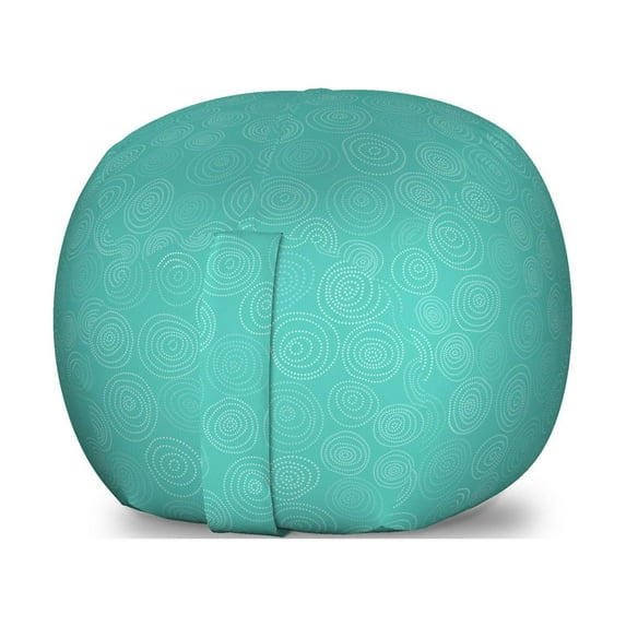 Geometric Storage Toy Bag Chair, Repeating Pattern Like Abstract Circles Formed Dots Modern Simple, Stuffed Animal Organizer Washable Bag, Small Size, Dark Seafoam and Pale Teal, by Ambesonne