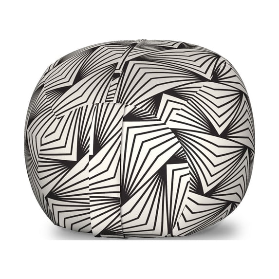 Geometric Storage Toy Bag Chair, Repeating Triangular Shapes in Geometric Forms and Bohemian Effects, Stuffed Animal Organizer Washable Bag, Small Size, Ivory and Charcoal Grey, by Ambesonne