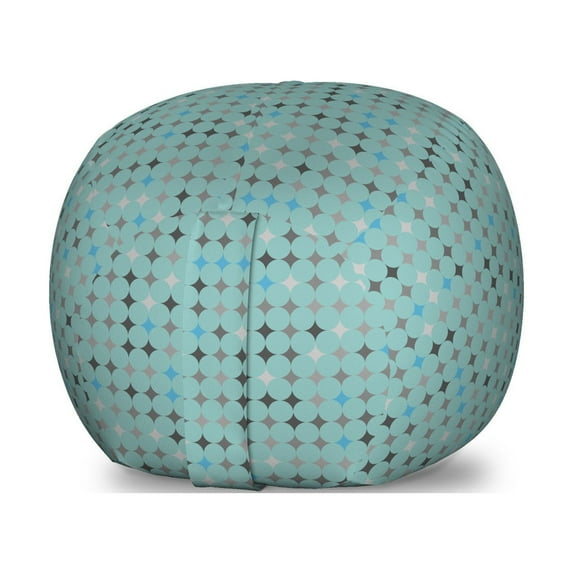 Geometric Storage Toy Bag Chair, Repetitive Pattern with Rounds Modern Design, Stuffed Animal Organizer Washable Bag, Large Size, Teal Multicolor, by Ambesonne