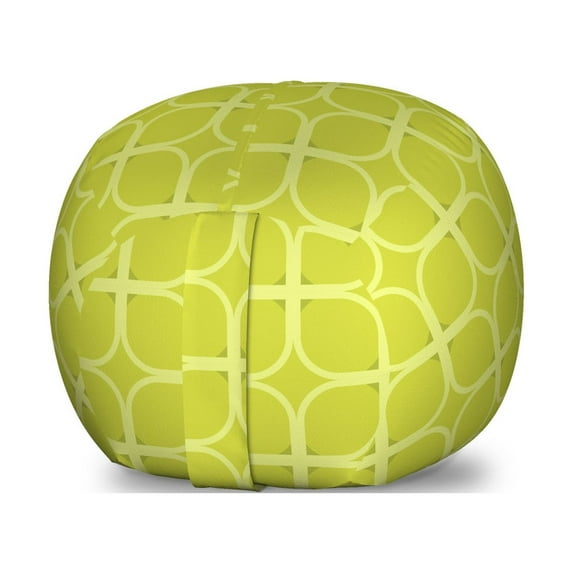Geometric Storage Toy Bag Chair, Retro Abstract Shapes Mosaic Square Forms Graphic Vintage Art Nostalgic Design, Stuffed Animal Organizer Washable Bag, Small Size, Apple Green, by Ambesonne