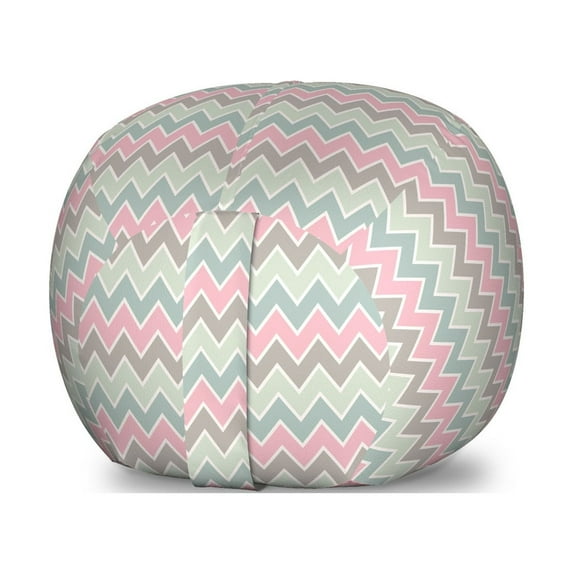 Geometric Storage Toy Bag Chair, Vintage Funky Textured Abstract Quirky Forms in Gradient Tone Modern Illustration, Stuffed Animal Organizer Washable Bag, Large Size, Multicolor, by Ambesonne