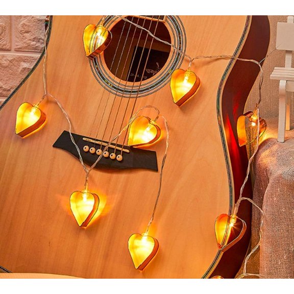 Geometric String Lights, 3M 20LED Metal Fairy String Lights Geometric Rose Gold Metal Fairy Lights Battery Operated Fairy Lights (Heart)