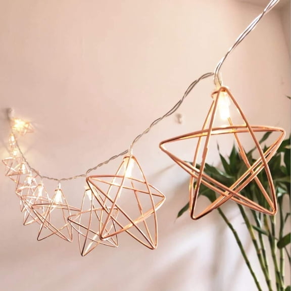 Geometric String Lights- 3M 20LED Metal Fairy String Lights Geometric Rose Gold Metal Fairy Lights Battery Operated Fairy Lights.