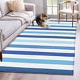 thumbnail image 1 of Geometric Stripe Area Rug 4x6 FT, Non Slip Kids Room Carpet, Ombre Farmhouse Blue Vertical Striped Washable Soft Floor Carpet Non-Shedding Throw Rug for Dorm Kitchen Study Room Home Office Bedside, 1 of 9