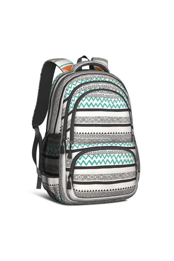 Geometric Stripe Beige Pattern Cute School Backpack Bag with Padded Back and Adjustable Shoulder Straps 16.9 X 12.6 X 5.9 Inches