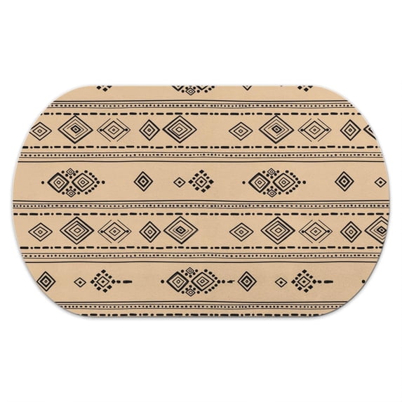 Geometric Stripe Beige Pattern Diatomaceous Earth Bath Mat, Entryway ...