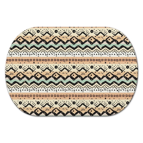 Geometric Stripe Beige Pattern Diatomaceous Earth Bath Mat, Non-Slip ...
