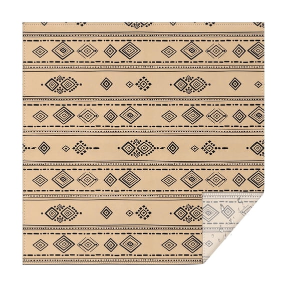 Geometric Stripe Beige Pattern Square Tablecloth, Waterproof Wipeable Spillproof Washable Table Cover for Home Kitchen Party and Daily Decor 60"x60"