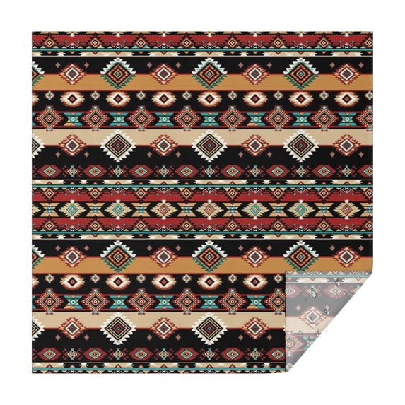 Geometric Stripe Black Pattern Square Tablecloth, Waterproof Wipeable Spillproof Washable Table Cover for Home Kitchen Party and Daily Decor 52"x52"