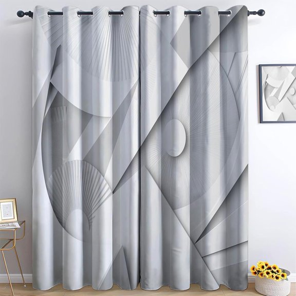 Geometric Stripe Blackout Curtains, Simple Modern Pattern Window Drapes for Bedroom Living Room Kitchen, Thermal Insulated Grommet Curtains 26"W x 45"L (Pack of 2)
