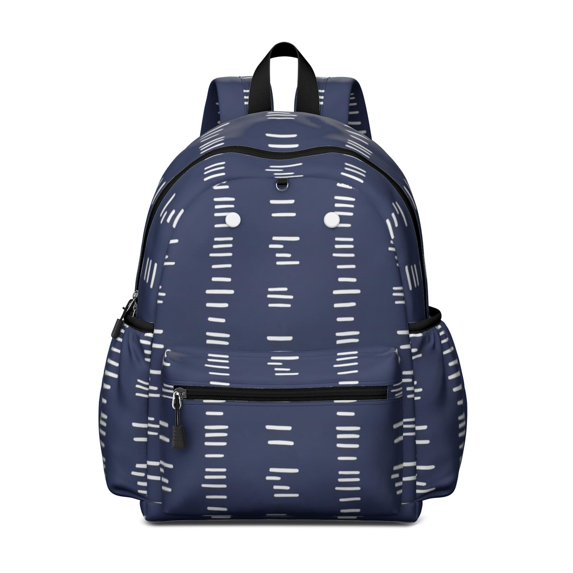 Geometric Stripe Blue Pattern Cute School Backpack with Padded Back and Adjustable Shoulder Straps 13.4"x11"x4.7"