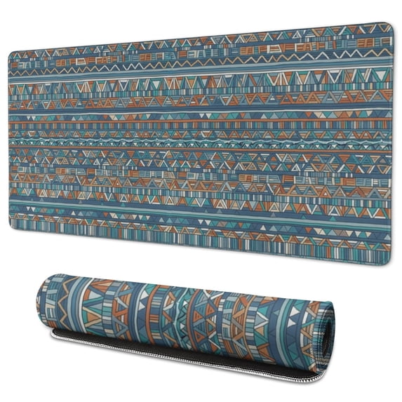 Geometric Stripe Blue Pattern Extended Large Mouse Pad, Desk Protector ...