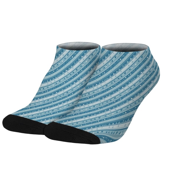 Geometric Stripe Blue Pattern Women's Ankle Socks, Low Cut Daily ...