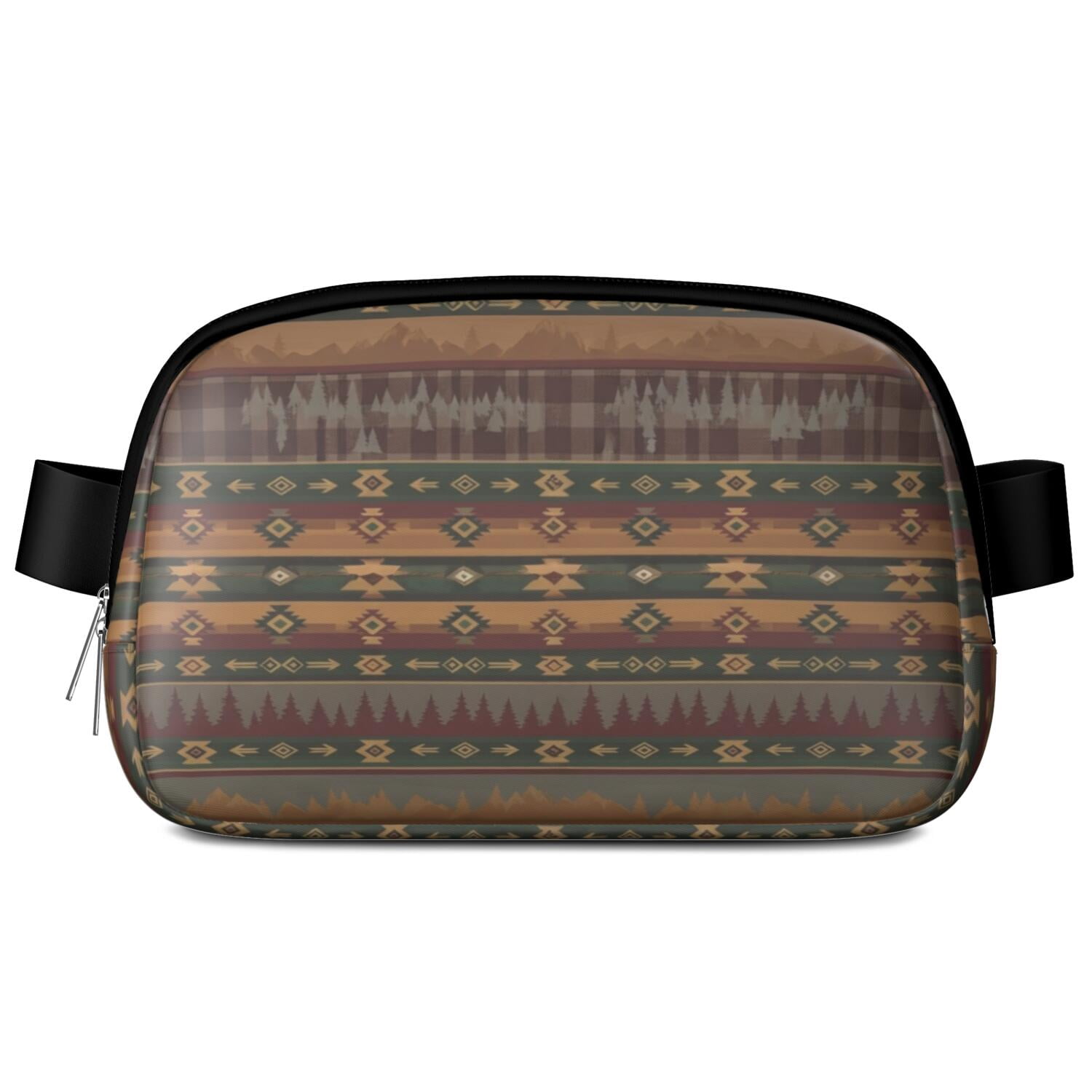 Geometric Stripe Brown Pattern Waterproof Fanny Pack, Travel Waist ...