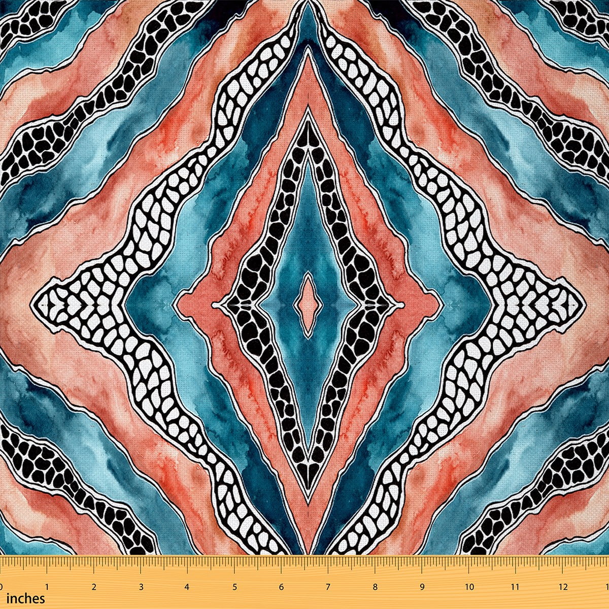 Geometric Stripe Fabric by the Yard, Tie Dye Upholstery Fabric, Red