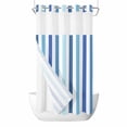 thumbnail image 1 of Geometric Stripe No Hook Shower Curtain Waterproof,Bathroom Curtains with Snap in Liners and See Through Top Window,Ombre Farmhouse Blue Vertical Striped Hotel Style Bathtub Curtains Shower 36"Wx78"L, 1 of 8