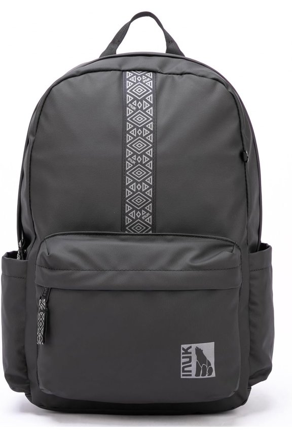 Geometric Stripe Laptop Backpack, 13 Inch Water Resistant Backpack for College & Work, Recycled Travel Daypack Made from 24 Plastic Bottles, with Pocket & Luggage Strap, Black