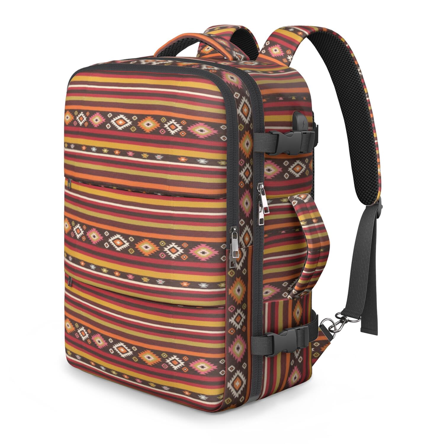 Geometric Stripe Red Pattern Travel Laptop Backpack, Business Rucksack ...