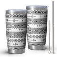 Geometric Stripe White Pattern Car Tumbler 1 Pack, Vacuum Insulated ...