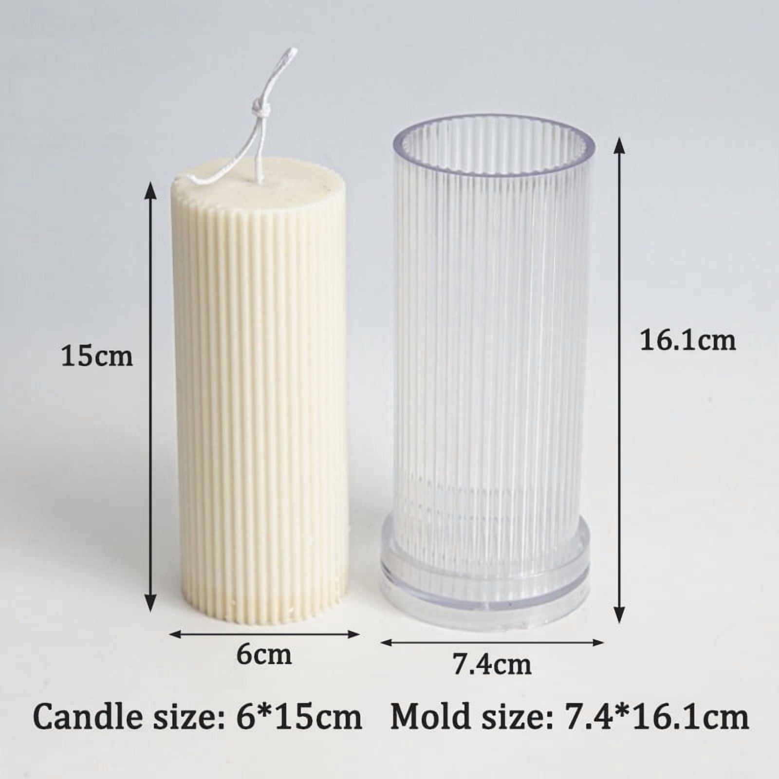 Geometric Striped Candle Mold Easy Demould DIY Cylindrical Flat Top Acrylic Plastic Candle Making Mould Supplies Art Home Decor