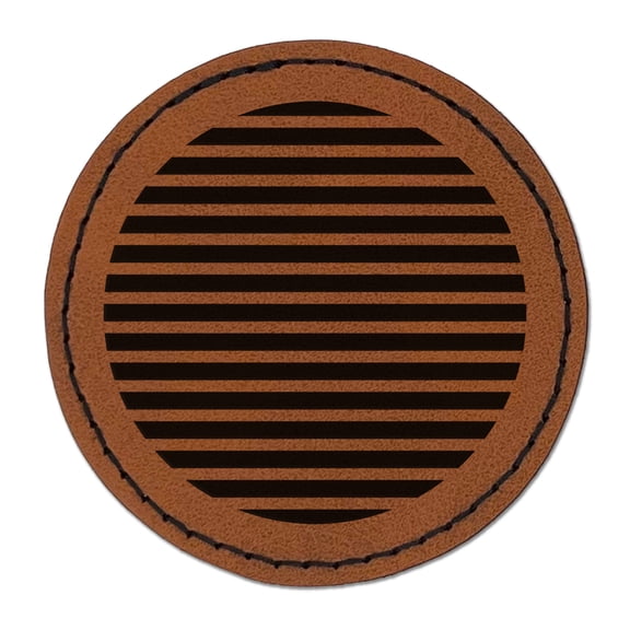 Geometric Striped Circle 2.5" Faux Leather Round Engraved Iron-On Patch - Brown