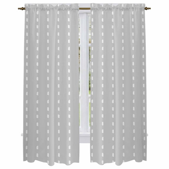 Geometric Stripes Kitchen Curtain for Berdoom Living Room Cafe 72 Inch Length, Polka Dots Abstract Modern Grey Tiers Curtains Light Filtering Drapes Rod Pocket Window Treatment 2 Panels 52"Wx72"L