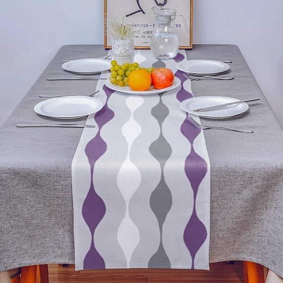 Geometric Stripes Purple Table Runner Luxury Home Dining Table Coffee Table Holiday Wedding Decoration Party Dinner Table Runner