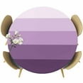 thumbnail image 1 of Geometric Stripes Round Fitted Table Cover Minimalist Purple Gradient Pattern Waterproof Table Cloth with Elastic Edge Wipeable Tablecloth for Picnic Camping Party Fits 45"-54" Diameter, 1 of 8