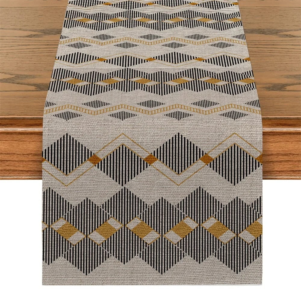 Geometric Style Table Flag Abstract Mashup Table Runner Holiday Party ...