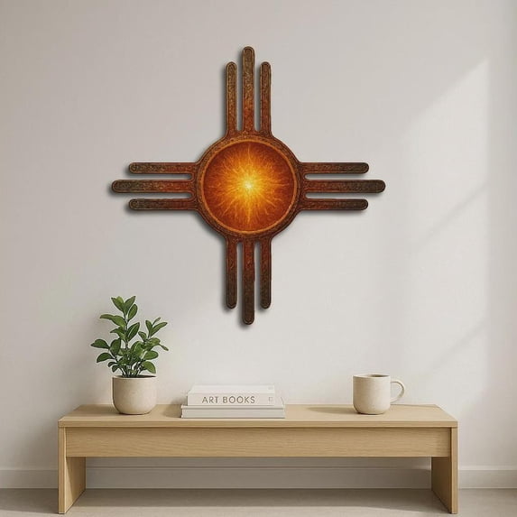 Geometric Sun Metal Wall Art with Radiant Design, Decorative Wall Decor