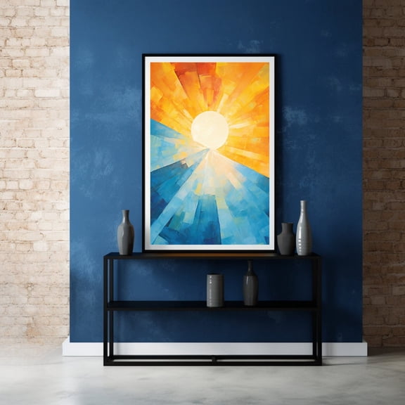 Geometric Sun Sky Acrylic Wall Decor Unframed Paper Print
