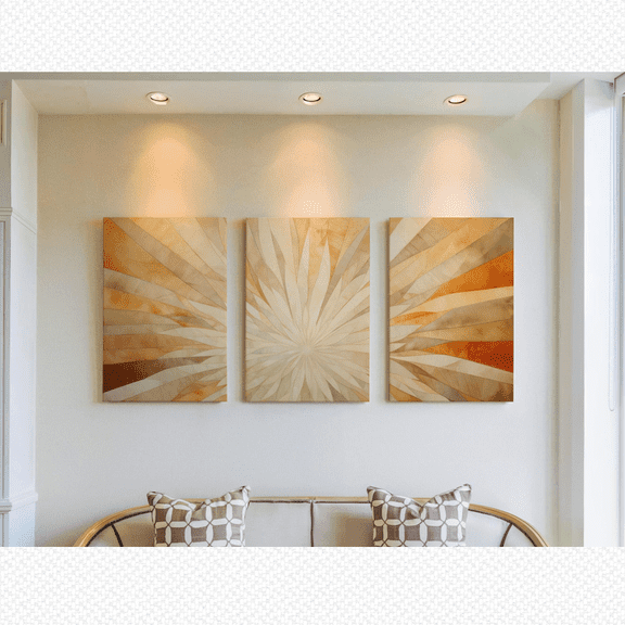 Geometric Sunburst Semi Circle Abstract Boho Poster Prints , Stretched Canvas