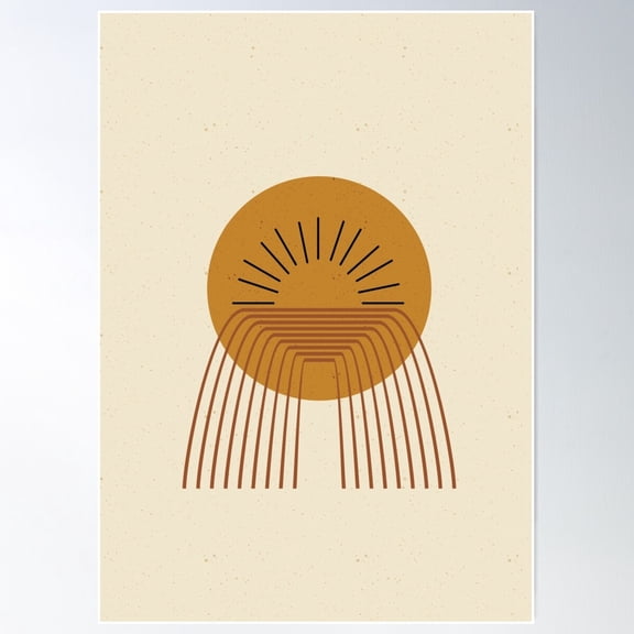 Geometric Sunset Poster Wall Art, Modern Wall Decor For Living Room Bedroom, 12x18 UNFRAMED