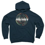 Geometric Sunset Vibes - Sound Wave Navy Blue Graphic Pullover Hoodie - Design By Humans  2XL