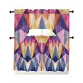 thumbnail image 1 of Geometric Swag Kitchen Curtains Sets for Windows 24 Inch Length, Vintage Colorful Abstract Art Short Window Curtain Panels Swags Valances and Tiers 3 Piece Set for Cafe/Dining Room, 1 of 5