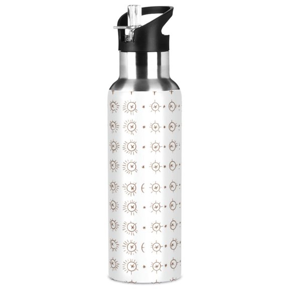 Geometric Symbols Pattern 1000ml Double Walled Stainless Steel LeakProof Sports Bottle Thermo 8h Portable