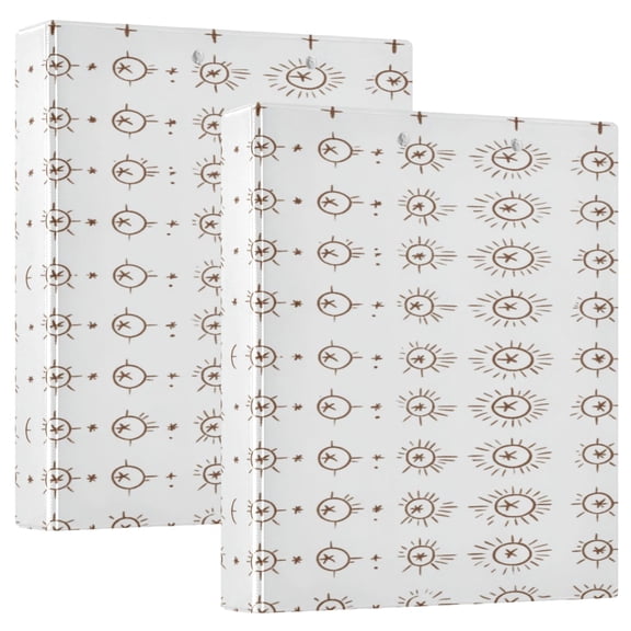 Geometric Symbols Pattern 12.4x10.6in PVC Round Ring Binder, D-Ring 3-Hole, Metal Clip, 200 Sheets