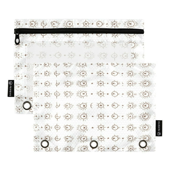 Geometric Symbols Pattern 9.8x7.1in Water Resistant Binder Pouch, 3-Ring Compatible, Transparent Front